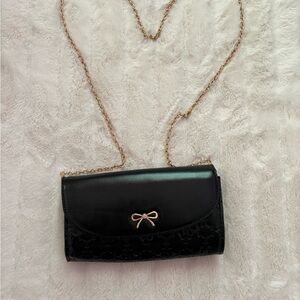 Elegant Black Clutch with Gold Chain